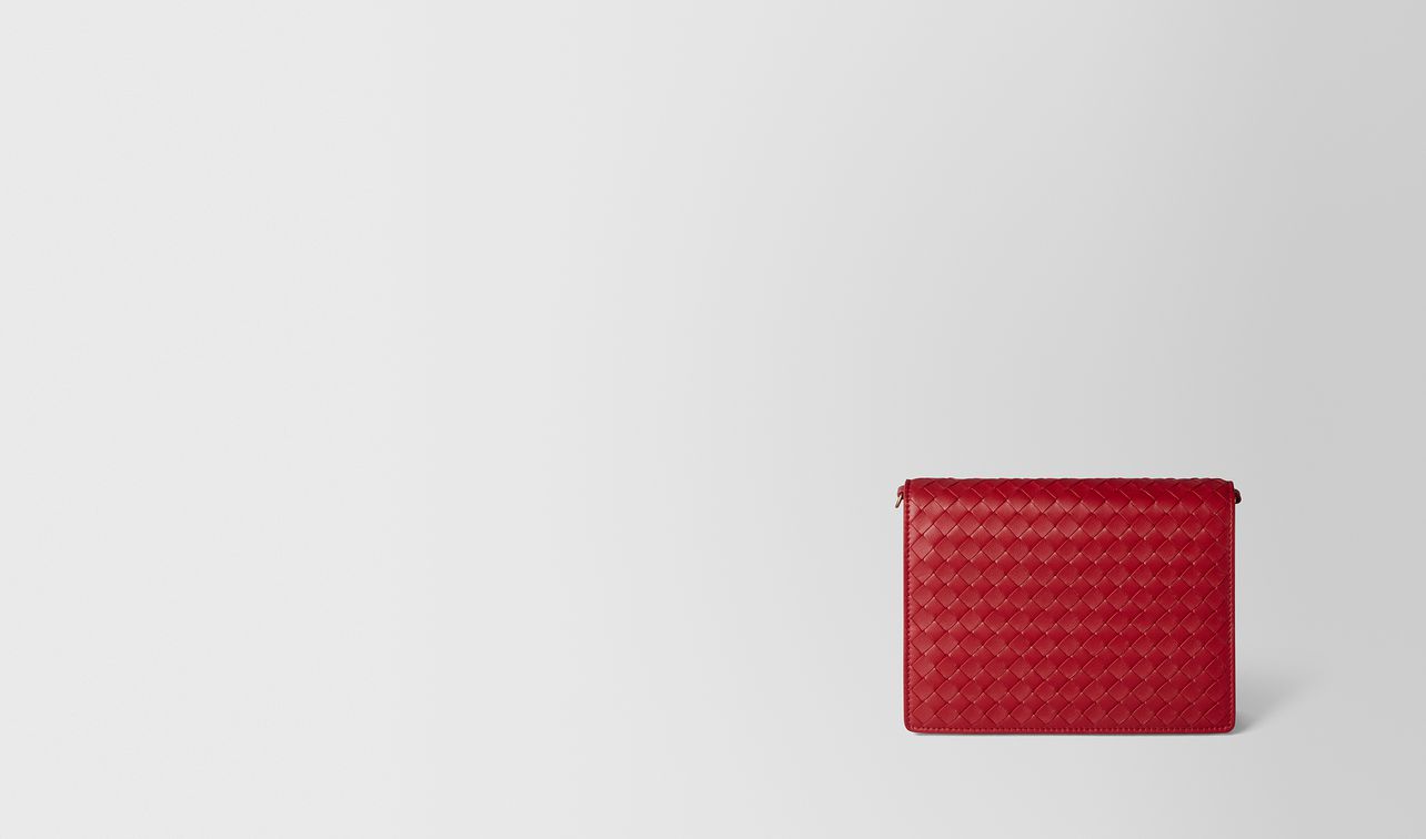 china red intrecciato nappa chain wallet landing