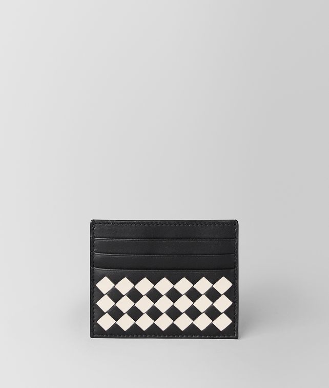 BOTTEGA VENETA NERO/MIST CHECKER NAPPA CARD CASE Card Case Man fp