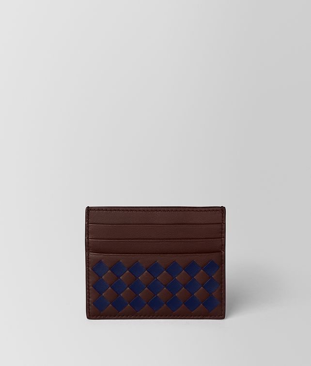 BOTTEGA VENETA DARK BAROLO/ATLANTIC CHECKER NAPPA CARD CASE Card Case Man fp