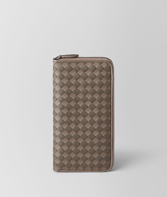 BOTTEGA VENETA LIMESTONE/STEEL INTRECCIATO CHECKER ZIP AROUND WALLET Zip Around Wallet Woman fp