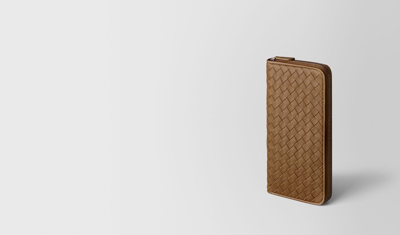 camel intrecciato nappa zip around wallet landing