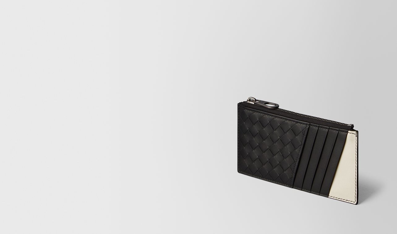 nero/mist intrecciato nappa card case landing