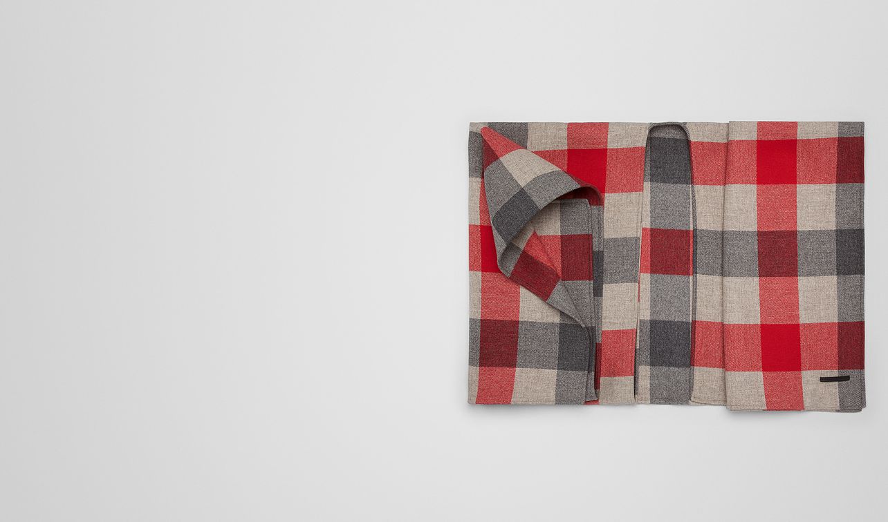 red wool scarf landing