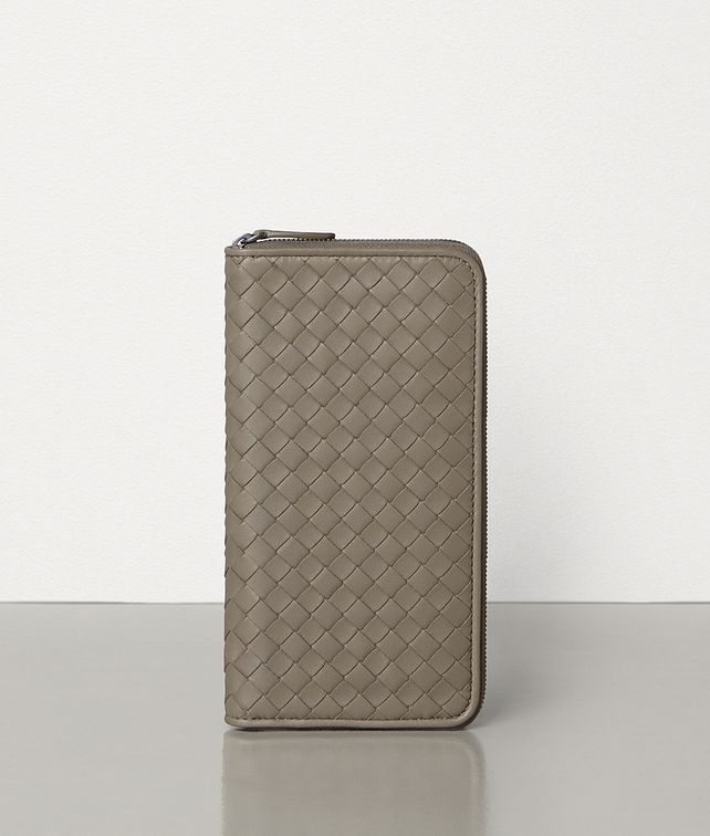 BOTTEGA VENETA LIMESTONE INTRECCIATO NAPPA ZIP AROUND WALLET Large Wallet Woman fp