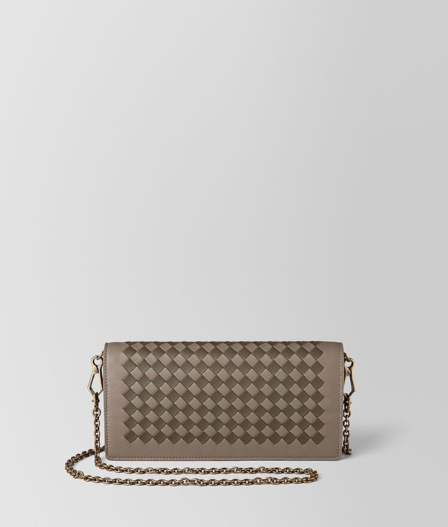 BOTTEGA VENETA LIMESTONE/STEEL INTRECCIATO CHECKER CHAIN WALLET Mini Bag and Pouche Woman fp