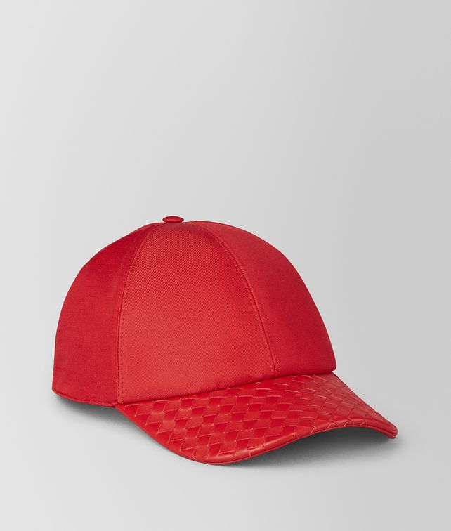 BOTTEGA VENETA CHINA RED COTTON/NAPPA HAT Scarves, Gloves & Others Man fp