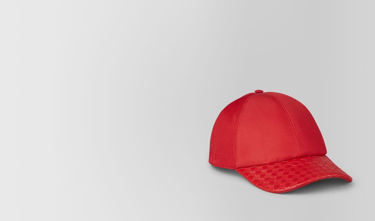 china red cotton/nappa hat landing