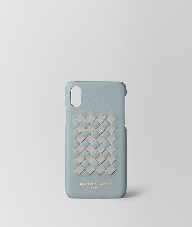 BOTTEGA VENETA CUSTODIA HIGH-TECH IN INTRECCIATO CHECKER ARCTIC/CEMENT Accessorio hi-tech E fp