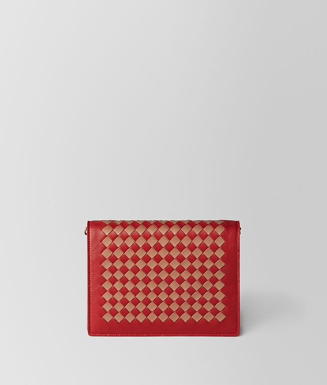 BOTTEGA VENETA CHINA RED/DAHLIA INTRECCIATO CHECKER CHAIN WALLET Mini Bag and Pouche Woman fp