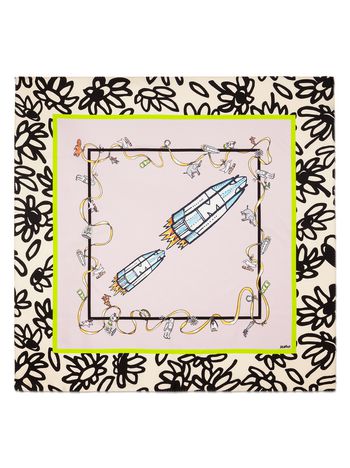 Marni Pink silk scarf with Frank Navin print Woman