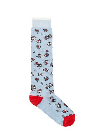 Marni Silk socks with blue floral design Woman