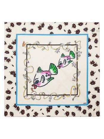 Marni White silk scarf with Frank Navin print Woman
