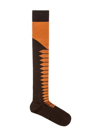 Marni Cotton socks with orange and black rhombus design Woman