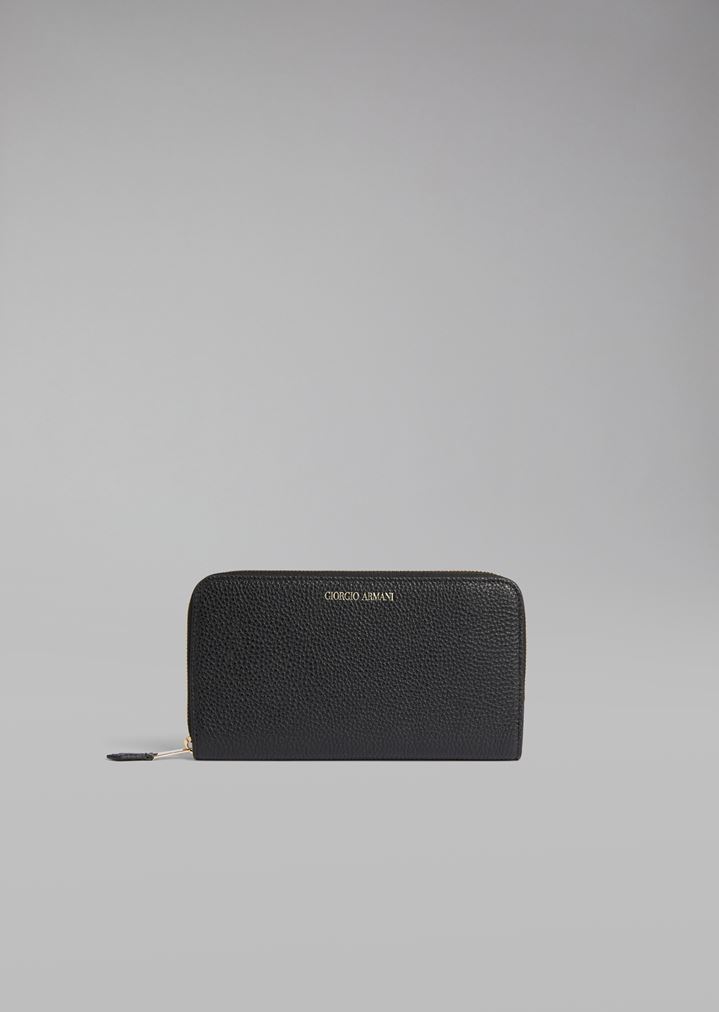 Grainy calfskin leather fold out wallet Grainy calfskin leather fold out wallet