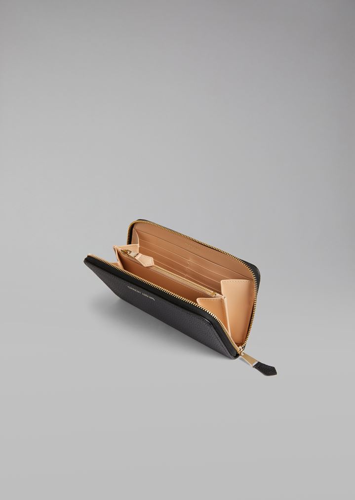 Grainy calfskin leather fold out wallet Grainy calfskin leather fold out wallet