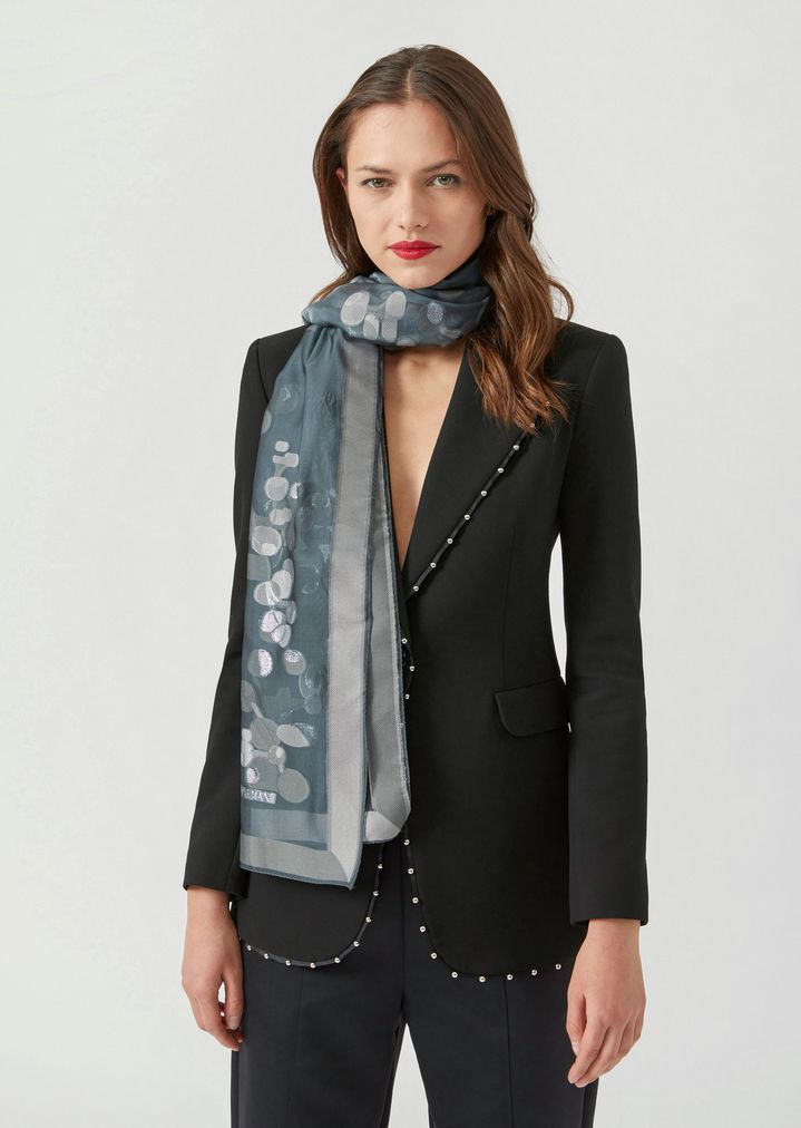 Pañuelo estampado de voile de seda mixta Pañuelo estampado de voile de seda mixta