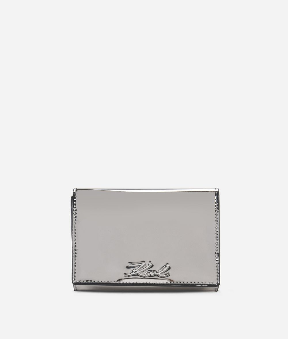 KARL LAGERFELD K/Signature Gloss Fold Wallet Wallet Woman f
