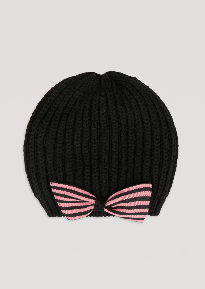 Sombrero de punto de pura lana con lazo de rayas Sombrero de punto de pura lana con lazo de rayas