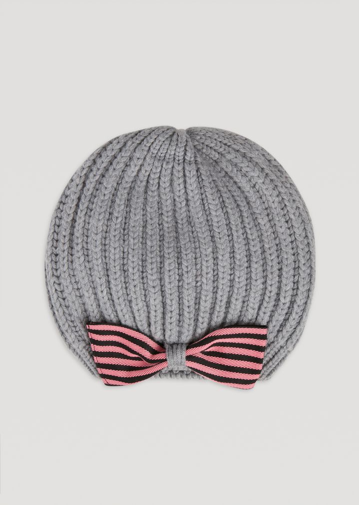 Sombrero de punto de pura lana con lazo de rayas Sombrero de punto de pura lana con lazo de rayas