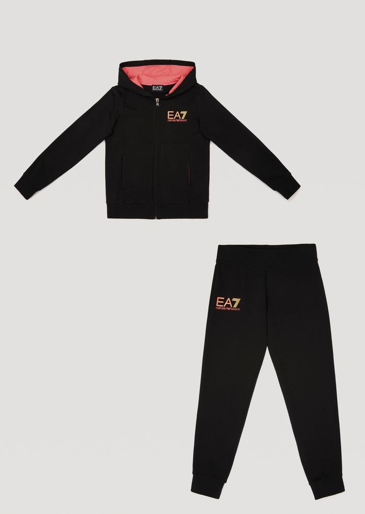 Stretch cotton tracksuit with logo 