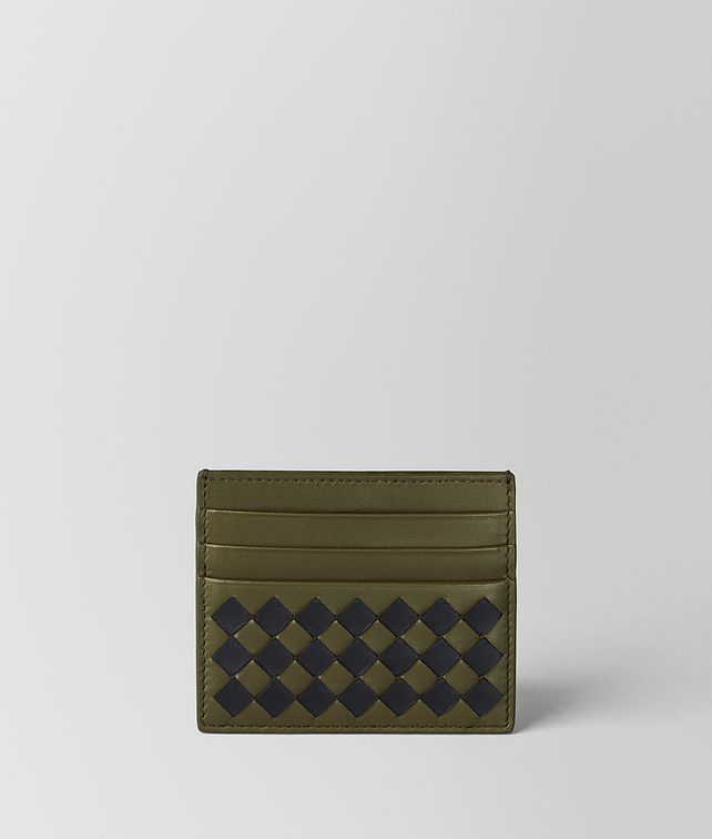 BOTTEGA VENETA MUSTARD/NERO INTRECCIATO CHECKER CARD CASE Card Case Man fp
