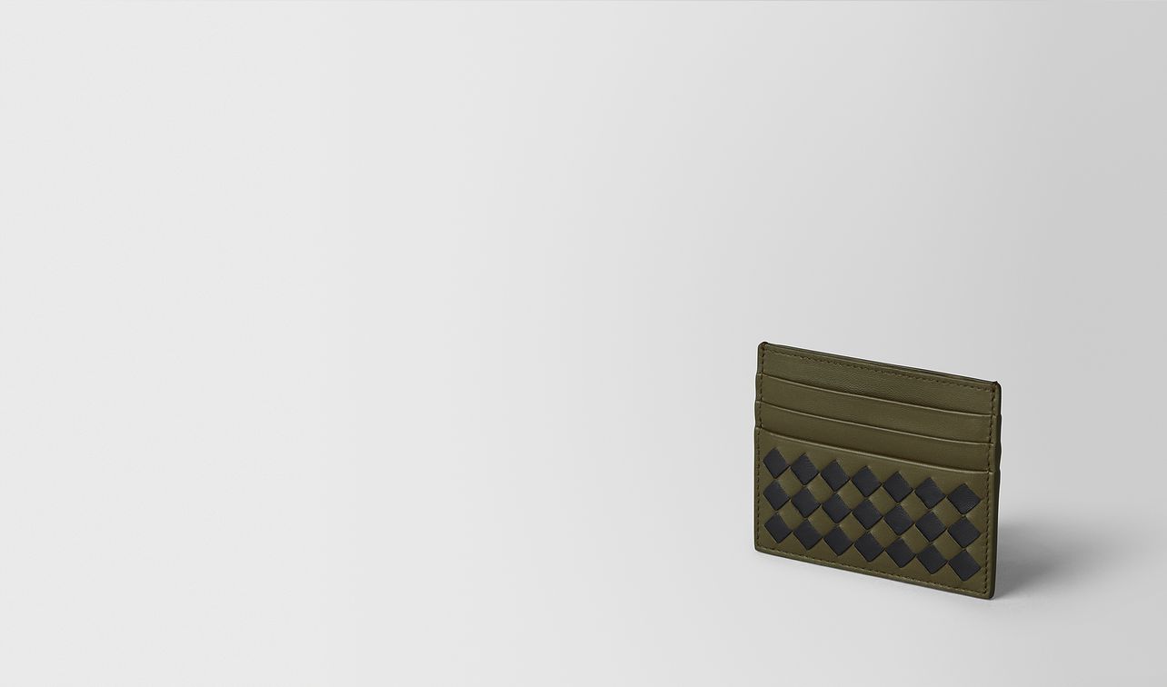 mustard/nero intrecciato checker card case landing