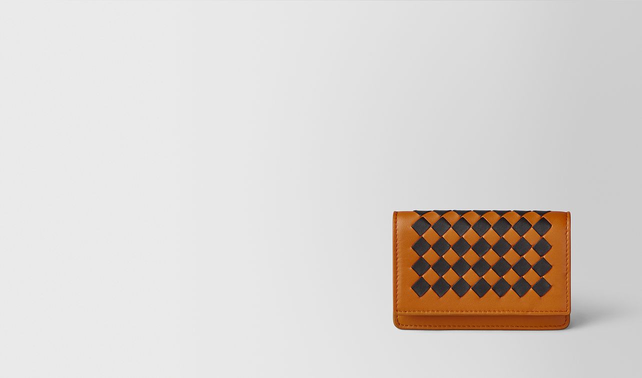 orange/nero intrecciato checker card case landing