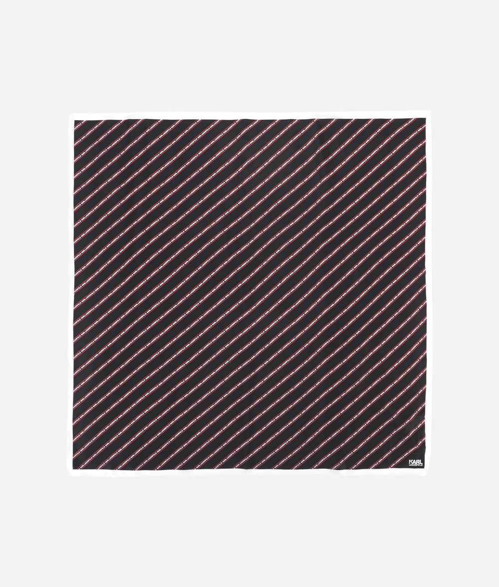 KARL LAGERFELD Silk Stripe Logo Scarf Scarf Woman f