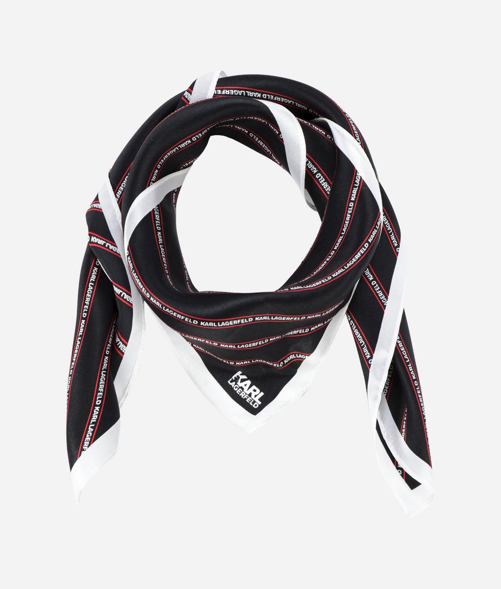 KARL LAGERFELD Silk Stripe Logo Scarf Scarf Woman r