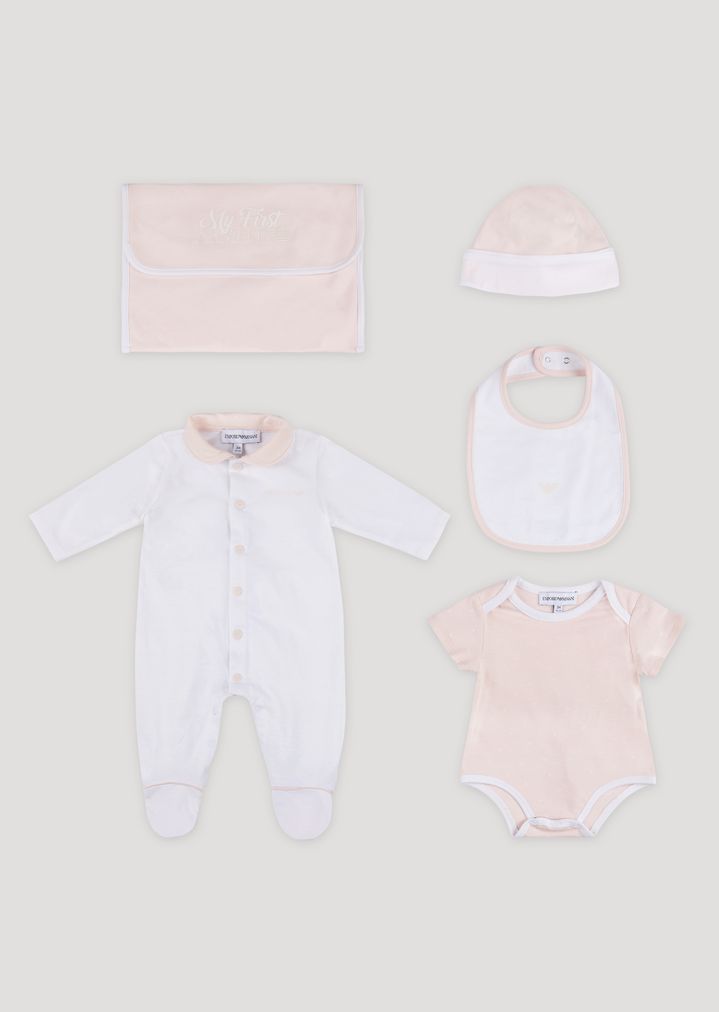 Set de regalo de algodón puro con pelele, body, gorro y babero Set de regalo de algodón puro con pelele, body, gorro y babero