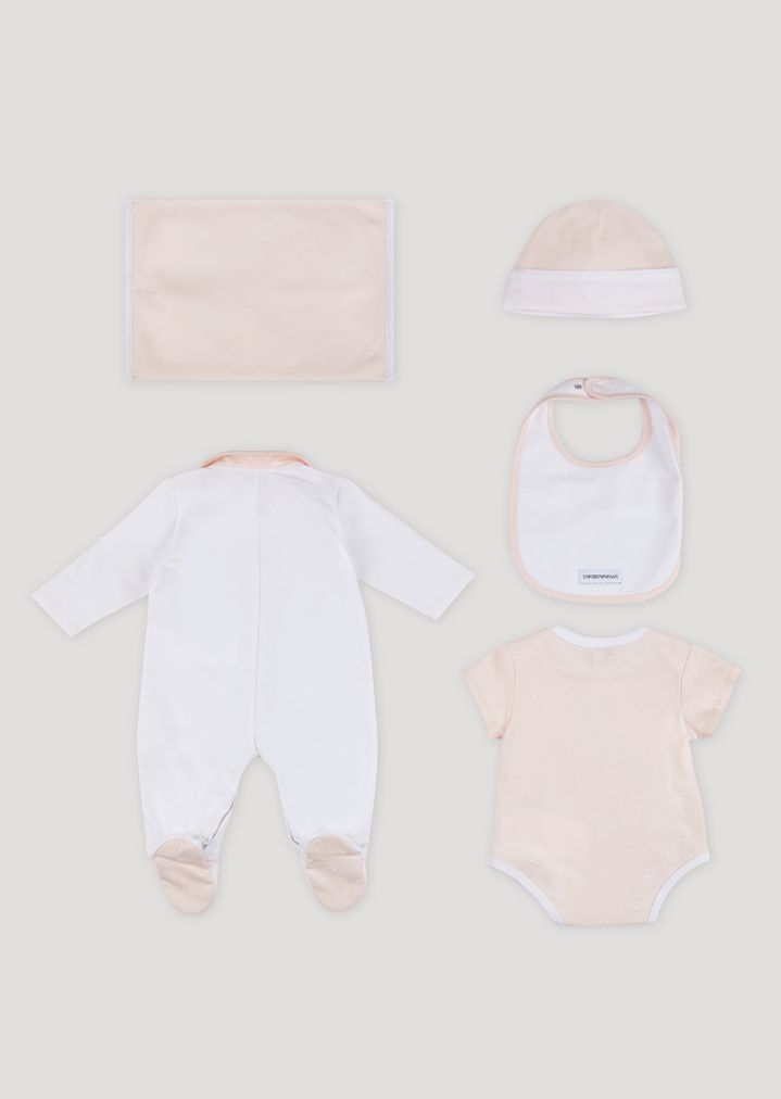 Set de regalo de algodón puro con pelele, body, gorro y babero Set de regalo de algodón puro con pelele, body, gorro y babero