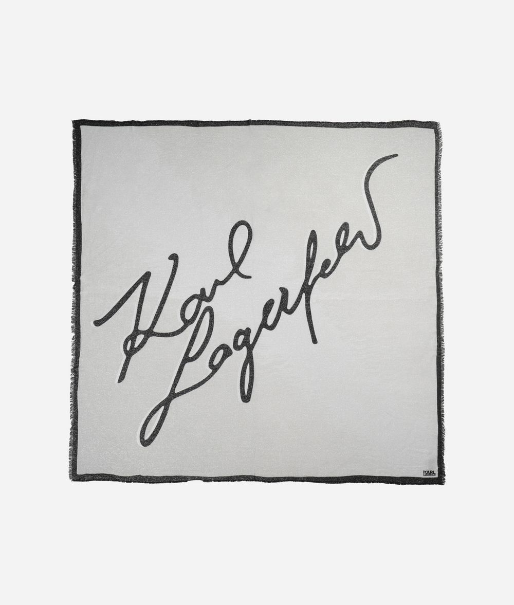 KARL LAGERFELD Signature Lurex Scarf Scarf Woman f