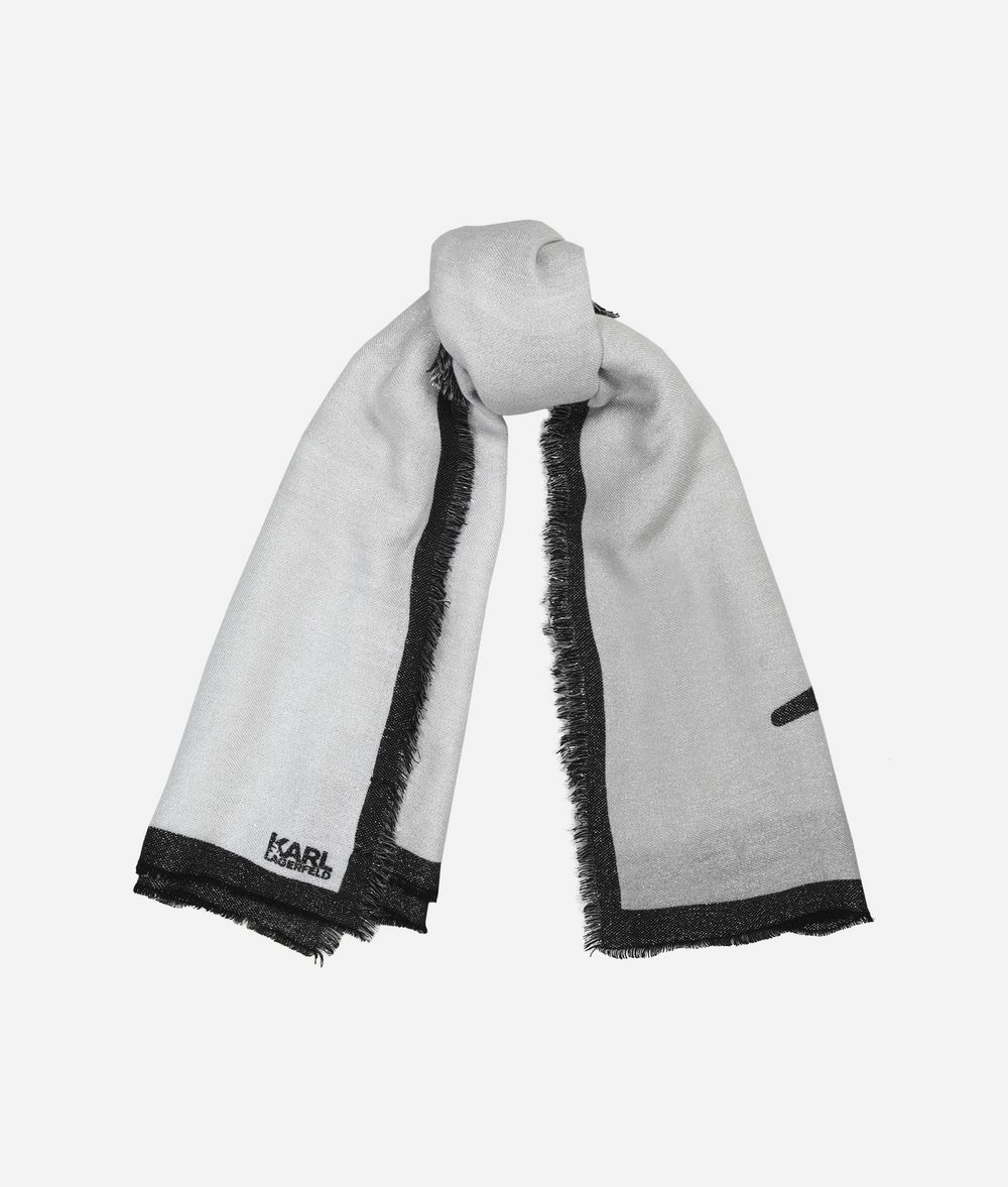 KARL LAGERFELD Signature Lurex Scarf Scarf Woman r