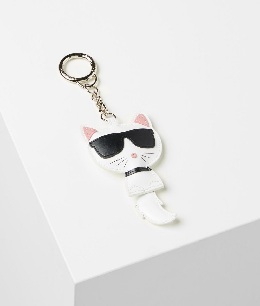 KARL LAGERFELD Choupette Leather Keychain Key Chain Woman f