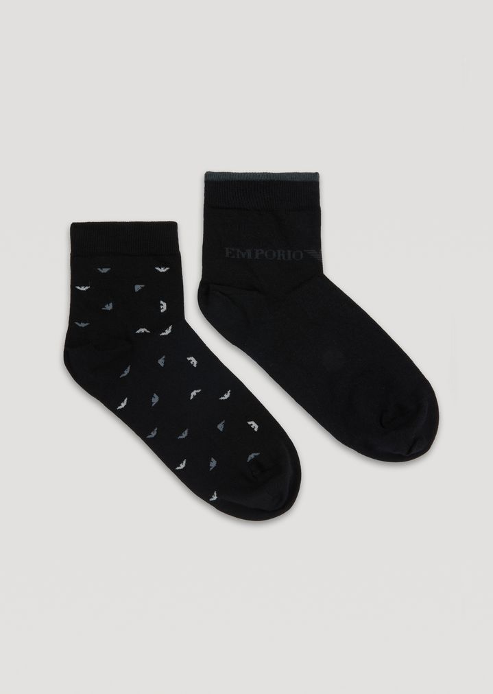 Juego de 2 pares de calcetines con el águila de Emporio Armani por toda la superficie Juego de 2 pares de calcetines con el águila de Emporio Armani por toda la superficie
