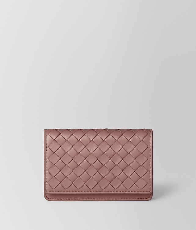 BOTTEGA VENETA CARD CASE IN DECO ROSE INTRECCIATO NAPPA Card Case E fp