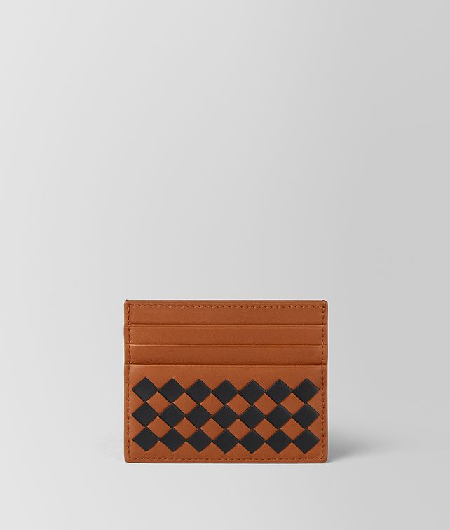 BOTTEGA VENETA DARK LEATHER INTRECCIATO CHECKER CARD CASE Card Case Man fp
