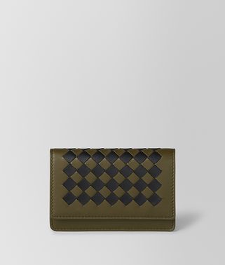 MUSTARD/NERO INTRECCIATO CHECKER CARD CASE