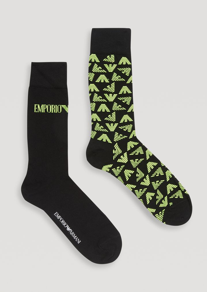 Juego de 2 pares de calcetines con logotipo bordado Juego de 2 pares de calcetines con logotipo bordado