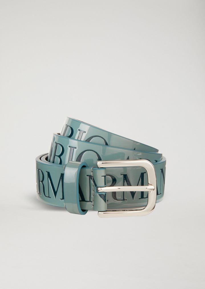 Cinturón de charol con logotipo Emporio Armani Cinturón de charol con logotipo Emporio Armani