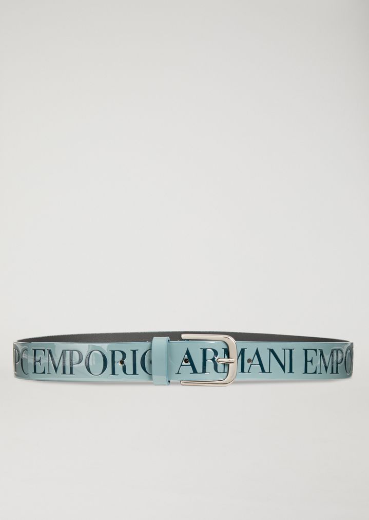 Cinturón de charol con logotipo Emporio Armani Cinturón de charol con logotipo Emporio Armani
