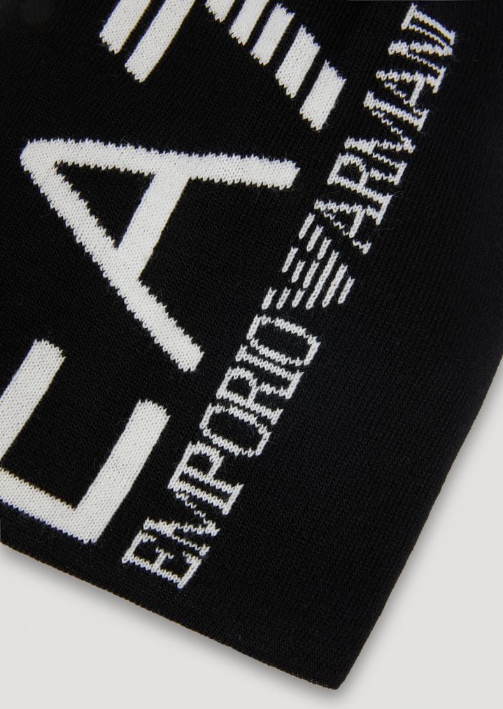 Gorro de punto con logotipo EA7 en contraste Gorro de punto con logotipo EA7 en contraste