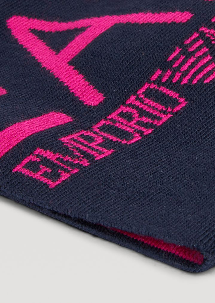 Gorro de punto con logotipo EA7 en contraste Gorro de punto con logotipo EA7 en contraste