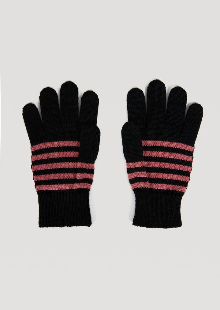 Guantes de punto de rayas con logotipo EA con strass Guantes de punto de rayas con logotipo EA con strass