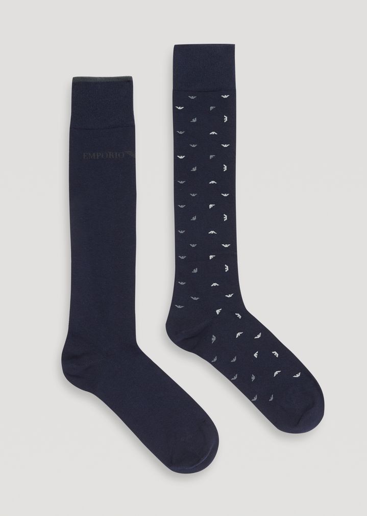 Dos pares de calcetines de punto fino de algodón elástico Dos pares de calcetines de punto fino de algodón elástico