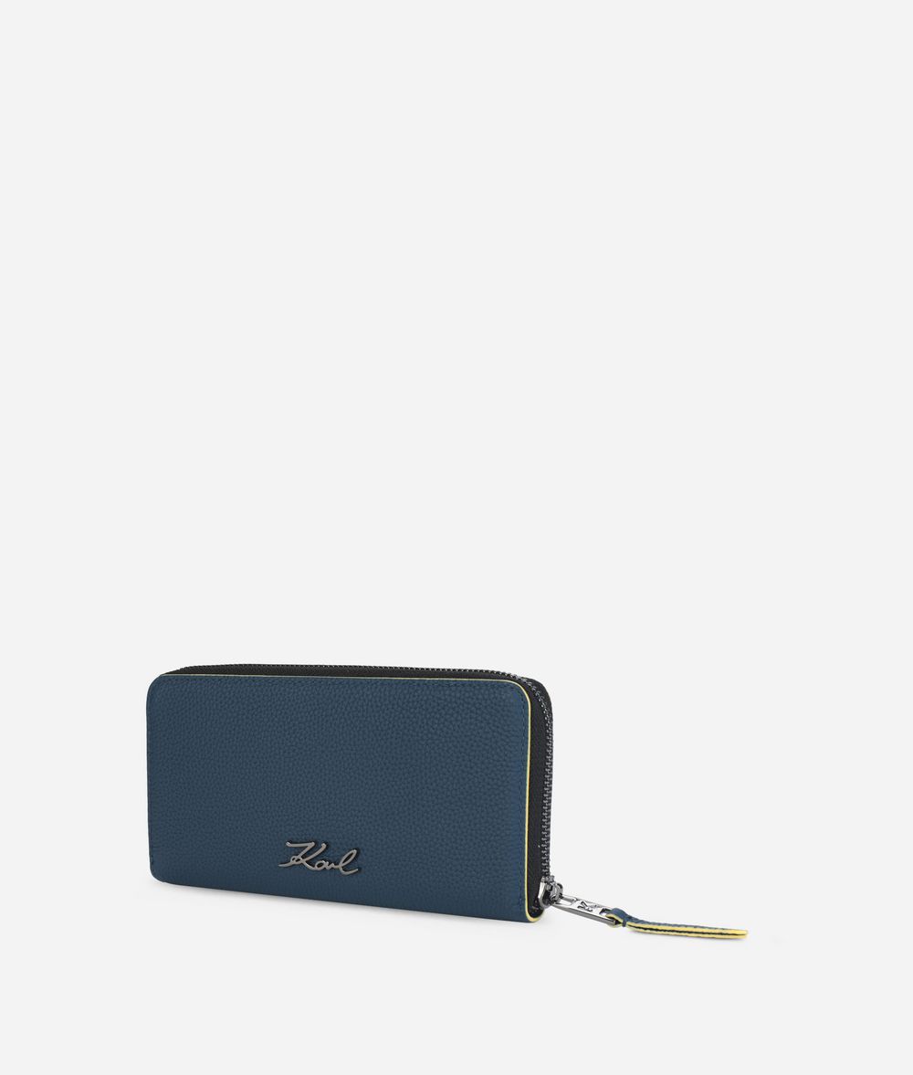 KARL LAGERFELD K/Karry All Leather Zipper Around Wallet Wallet Woman d