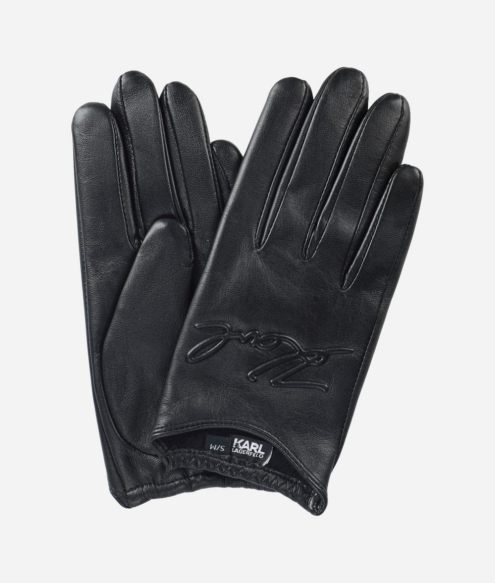 KARL LAGERFELD K/Signature Leather Gloves Glove Woman f