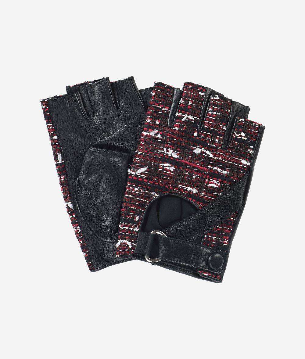 KARL LAGERFELD K/Tweed Leather Gloves Glove Woman f