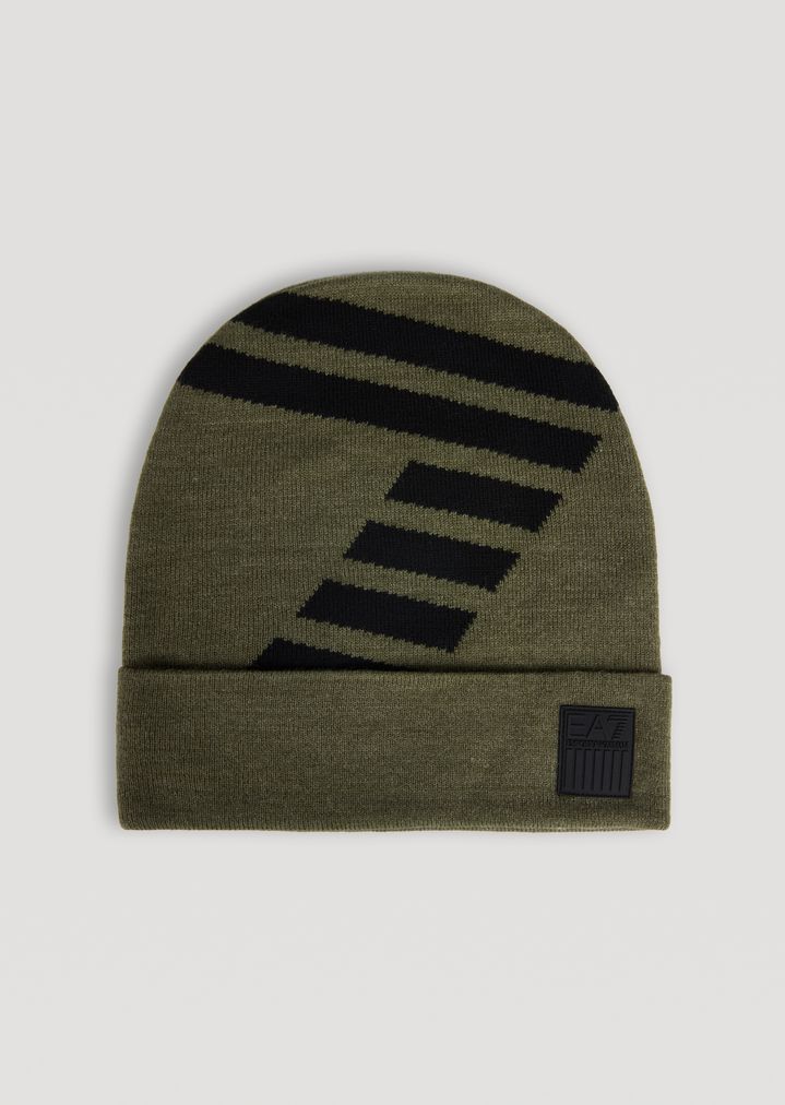 Gorro de punto con logotipo EA7 en contraste Gorro de punto con logotipo EA7 en contraste