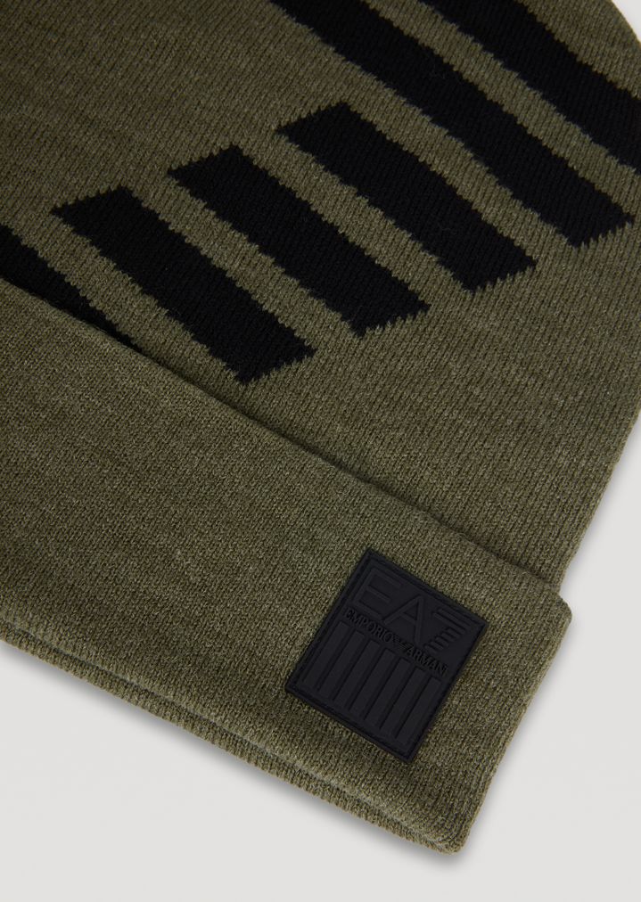 Gorro de punto con logotipo EA7 en contraste Gorro de punto con logotipo EA7 en contraste